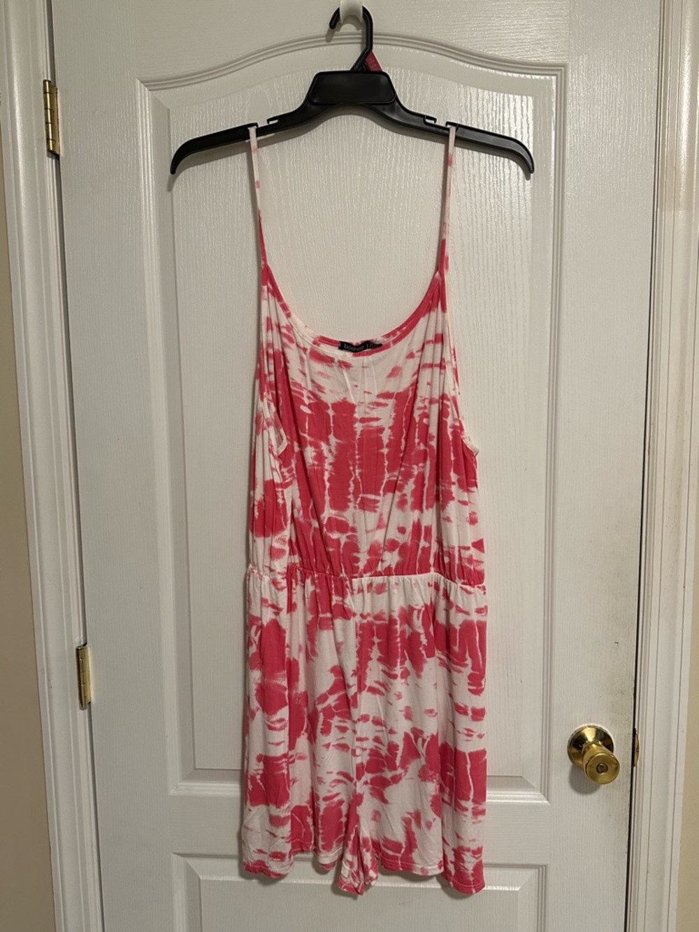 Boohoo US 24 Pink White Tie Dye Romper Stretch Soft Comfy Plus Size